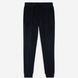 The Kooples Navy Fleece Joggers With Lace Detail, Size Small
